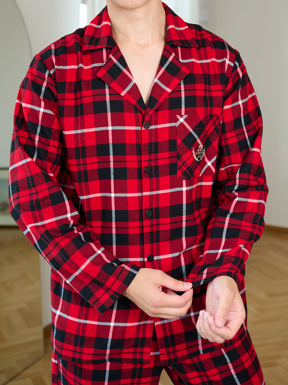 Пижама мужская с брюками (Арт. 5023PCC), качество - Хлопок, цвет Красный
